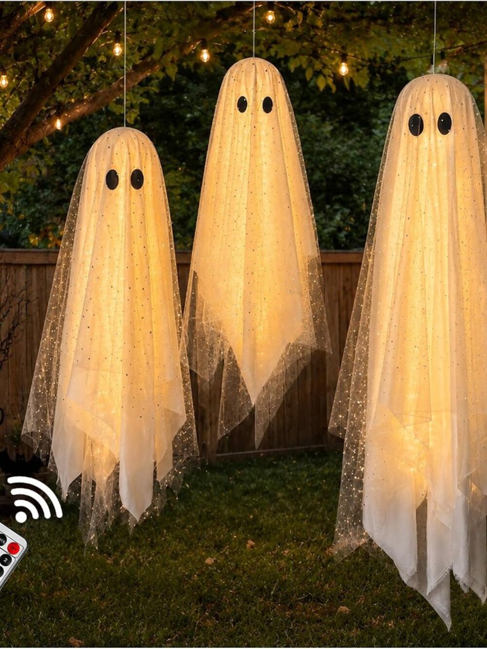 Halloween Decorations outdoor/indoor-3pcs Hanging Ghost Decor with Light,Hallowe